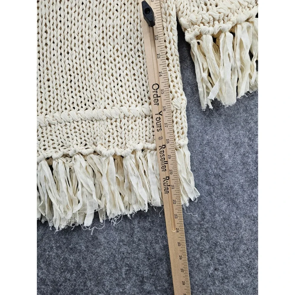 Free People Cream Crochet Knit Fringe‎ Crop Top Bohemian Festival